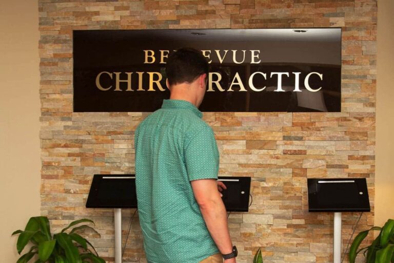 Reception entrance at Bellevue Chiropractic, 1800 116th Ave NE, Bellevue, WA, welcoming patients to their appointments.