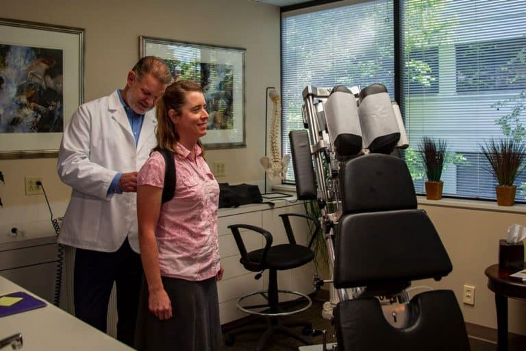 Chiropractic therapy room at Bellevue Chiropractic in Bellevue, WA, set up for spinal adjustments and soft tissue treatment.