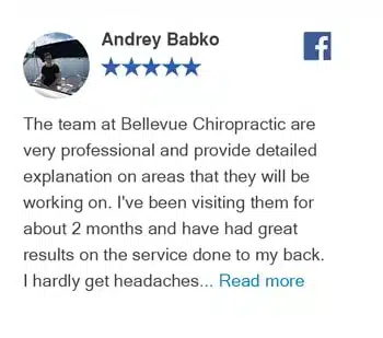 Five-star Facebook review from Andrey Babko – Bellevue Chiropractic