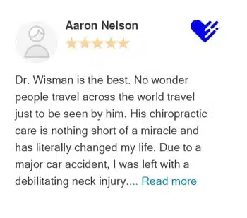 Five-star patient review from Aaron Nelson – Bellevue Chiropractic